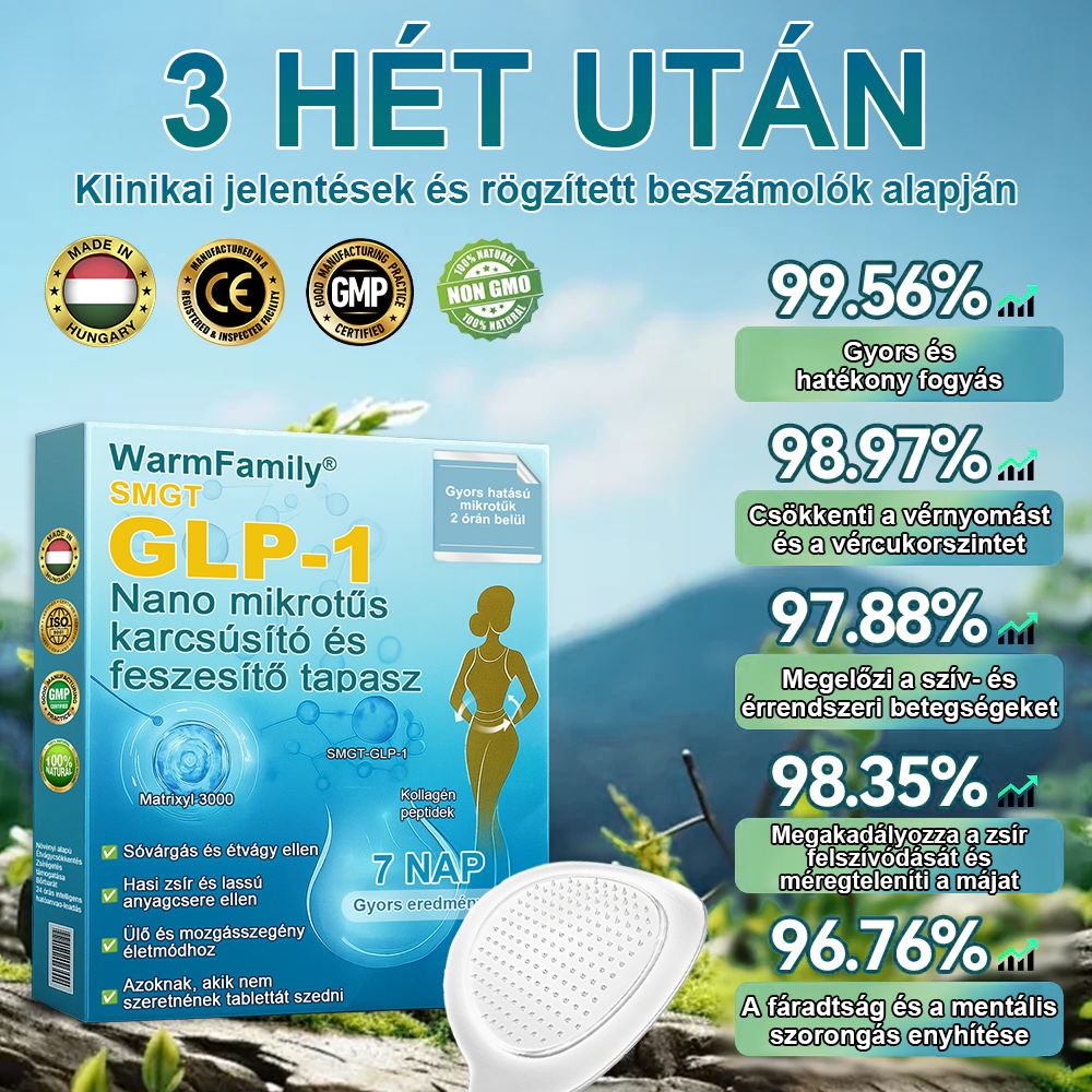 [Lásd az eredményeket 7 nap múlva]🌲WarmFamily® SMGT-GLP-1 nano mikrotűs tapasz (Fájdalommentes, hosszan tartó, kezeli a cukorbetegséget, az elhízást és a szív- és érrendszeri betegségeket)